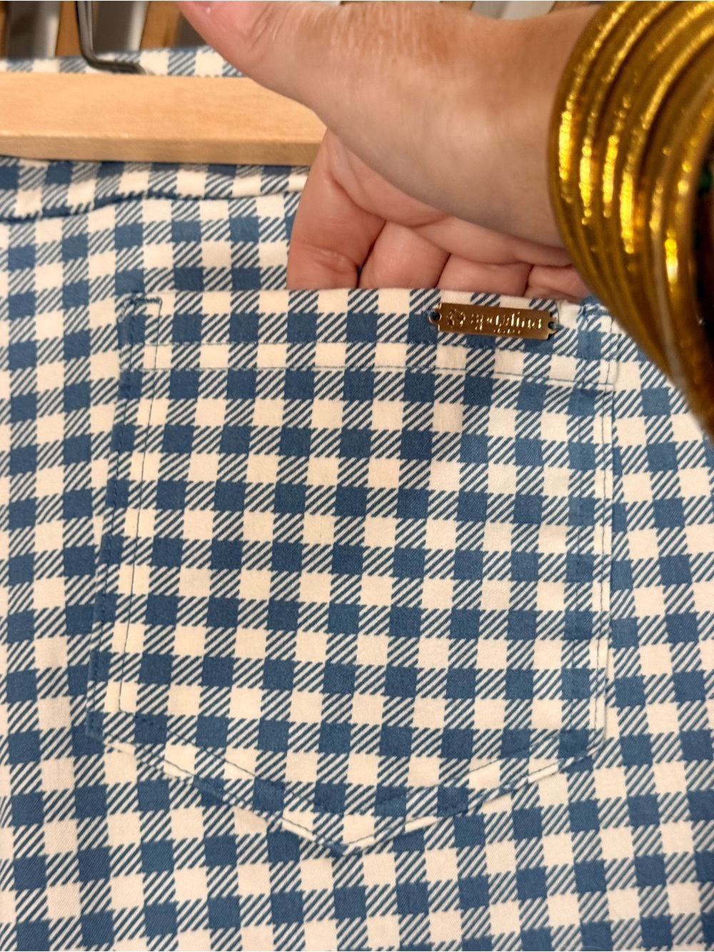 Spartina 449 Maren Kick Flare Pull On Pants in Bluestone Gingham Preppy Classic - Picture 9 of 13